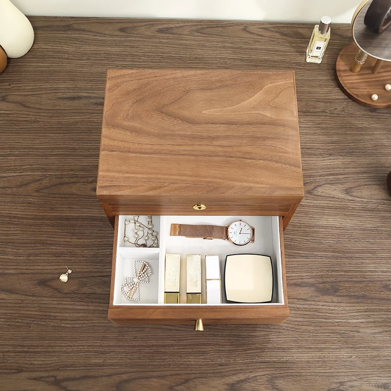 Double Layer Large Wooden Jewelry Box Organizer Women Men Jewelry Display Drawer Case Earrings Ring Necklace Jewellery Storage