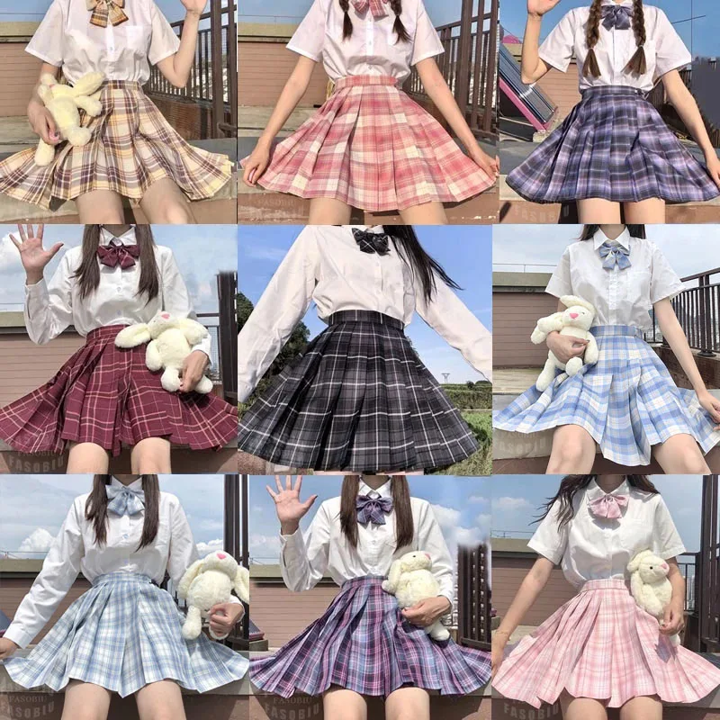 

Women Preppy Style High Waist Jk Uniform Skirts Ladies Students School Kawaii Harajuku Pleated A-Line Mini Plaid Skirts Female