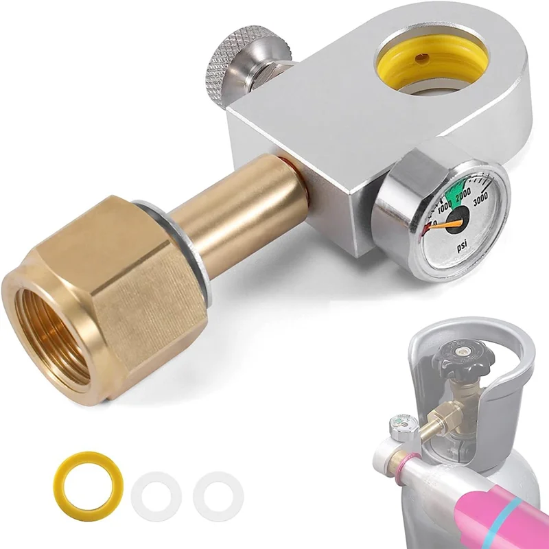 Адаптер для заправки CO2 подходящий цилиндра Duo Art Terra Quick Connect с манометром 3000