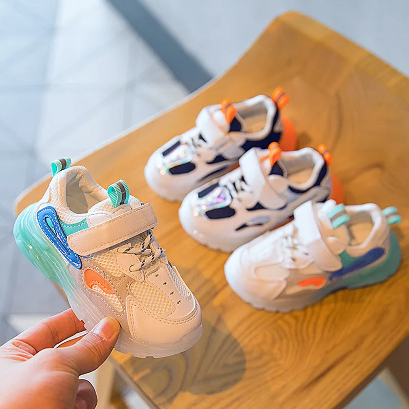 

Spring Autumn Breathable Sport Shoes Kids Casual Sneakers Boys Girls 2021 New Gradient Soft Sole Shoes Teens Children Mesh Shoes