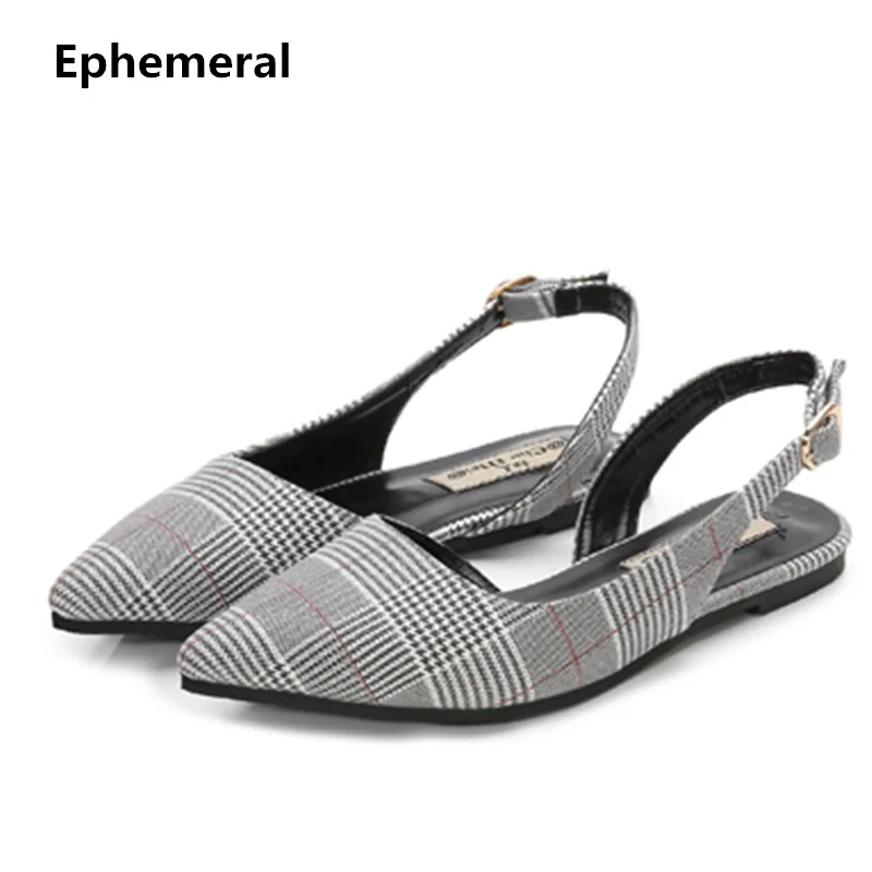 

Woman Back Strap Sandals Flats Pointy Patch Colors Summer Dress Shoes Pink Black Extreme Plus Size 34-48 Footwear For Wide Foot