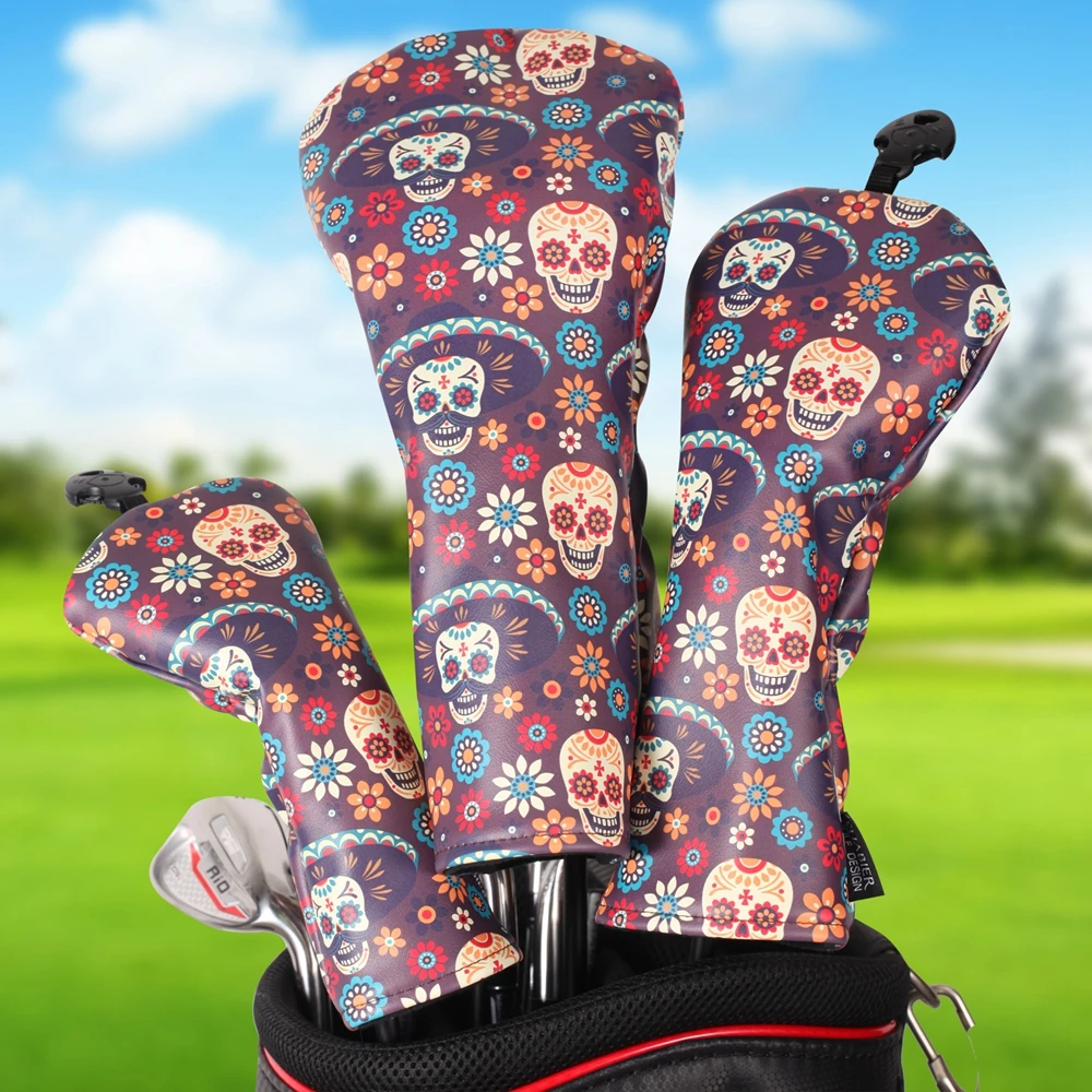 Club Headcover 3pcs Set Option Driver Fairway Wood Hybrid Covers