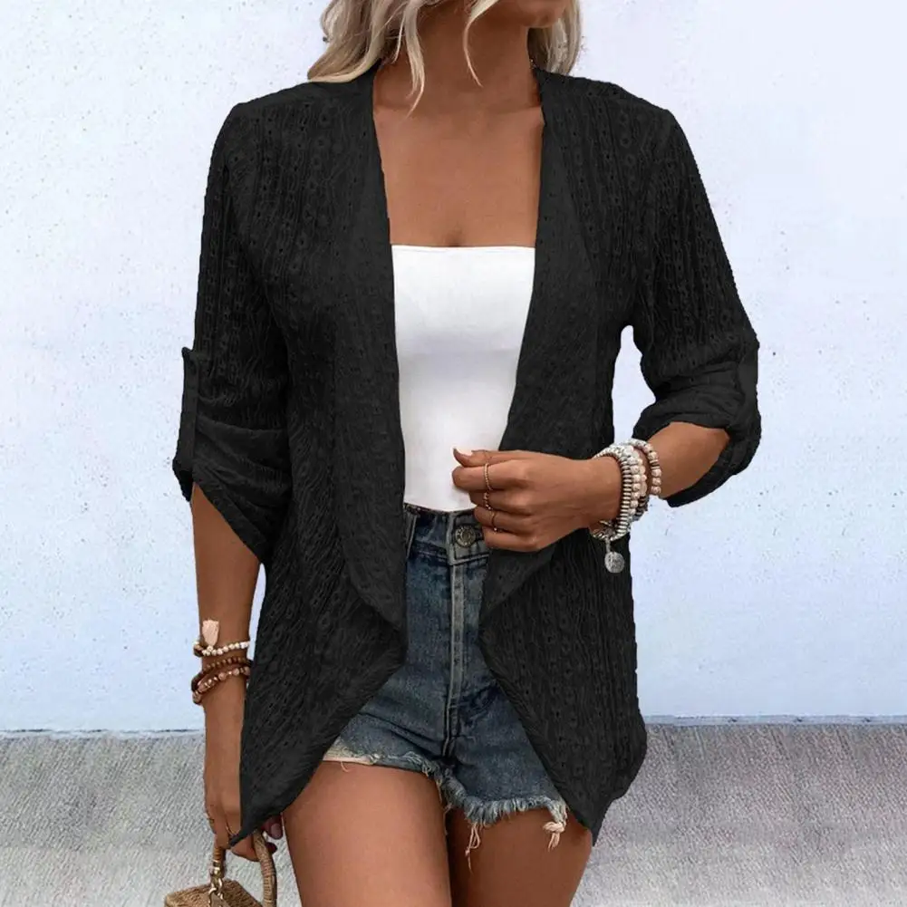 

Women Cardigan Jacket Soft Breathable Women's Irregular Open Stitch Cardigan Loose Fit Solid Color Ideal for Spring Fall Women