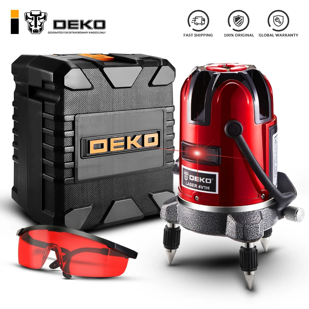

DEKO LL5 Series 5 Line 6 Points Red/Green 360 Degree Adjustment Laser Level Self-leveling Horizontal&Vertical Higher Visibility