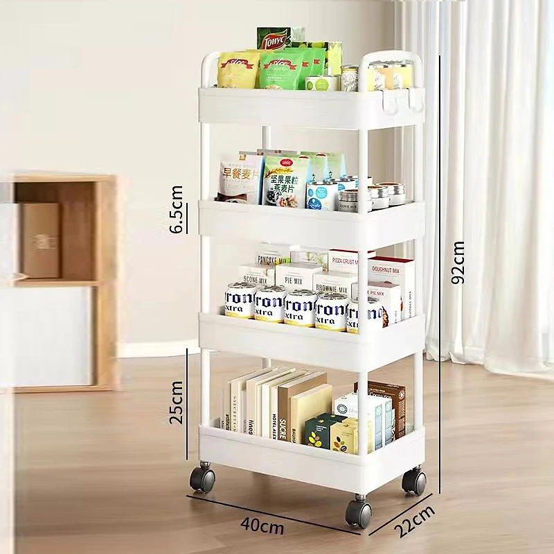 

3/4 Tier Rolling Cart Storage Shelf Large Capacity Movable Gap Storage Rack Kitchen Bathroom Organizer Snack Cosmetic Holder