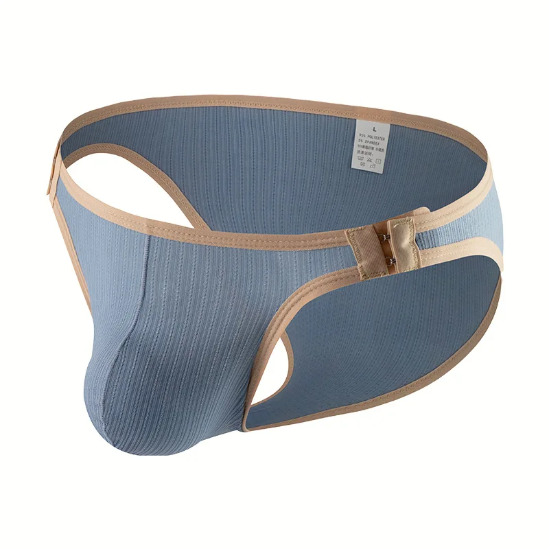 5PCS Men's color blocking fast drying adjustable size open Briefs sexy skin friendly low waist bikini