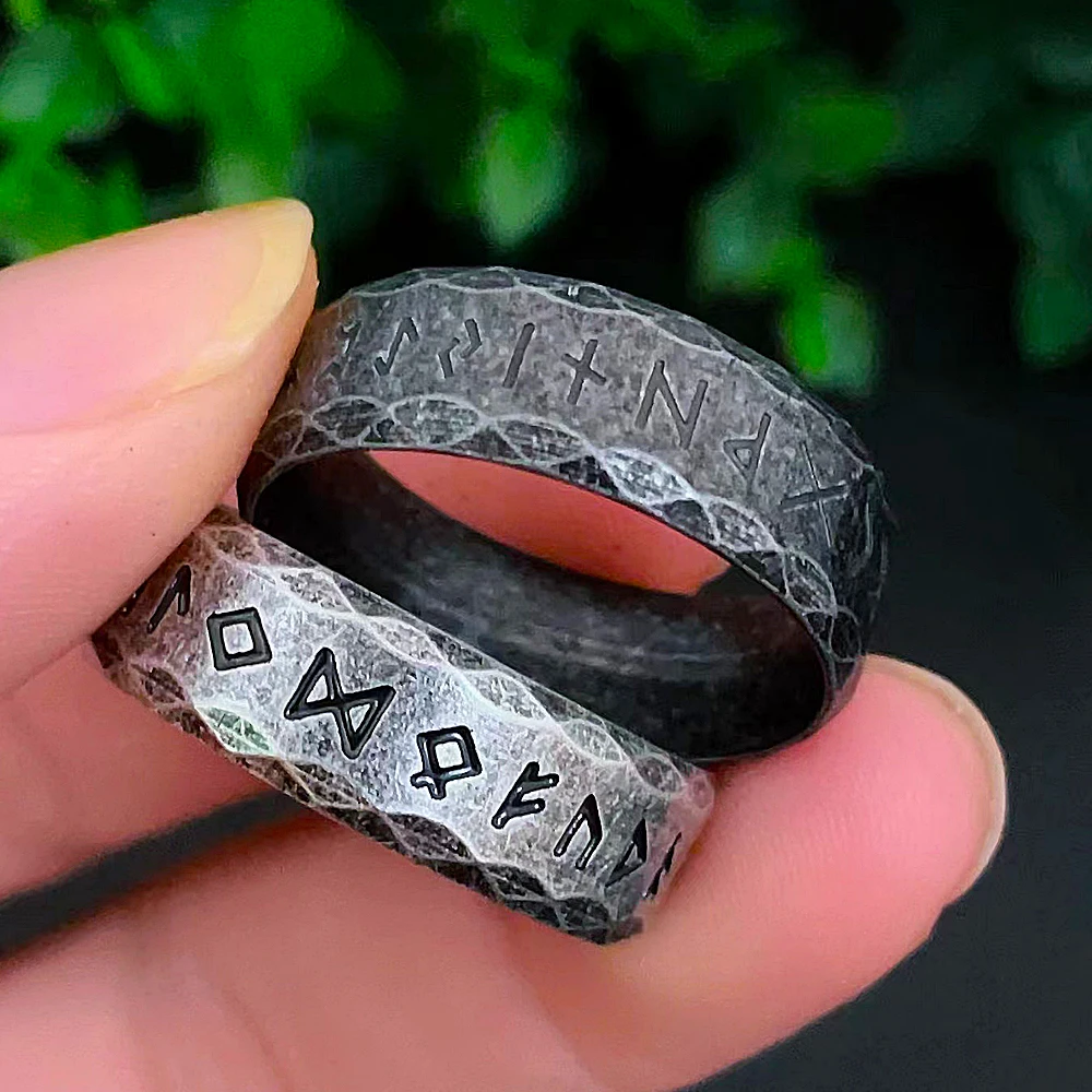 

Engraved Norse Odin Viking Rune Ring For Men Women Punk Fashion 316L Stainless Steel Viking Letter Ring Amulet Jewelry Wholesale