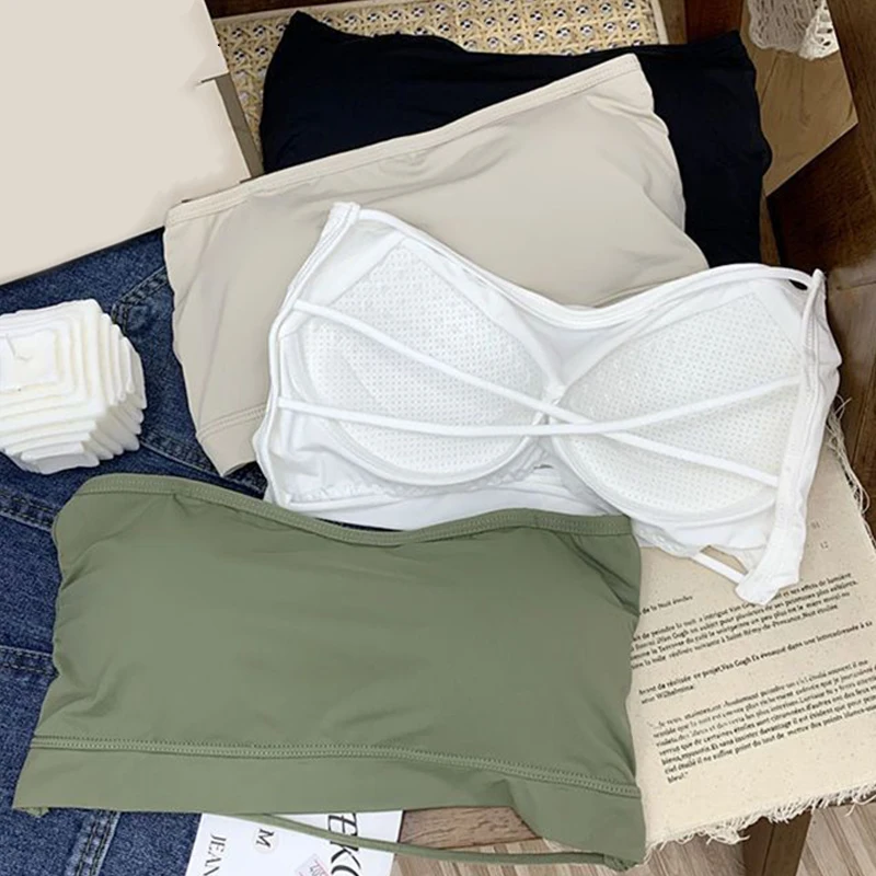 Топ без бретелек стального кольца жилет для горячих девушек с подушечками на