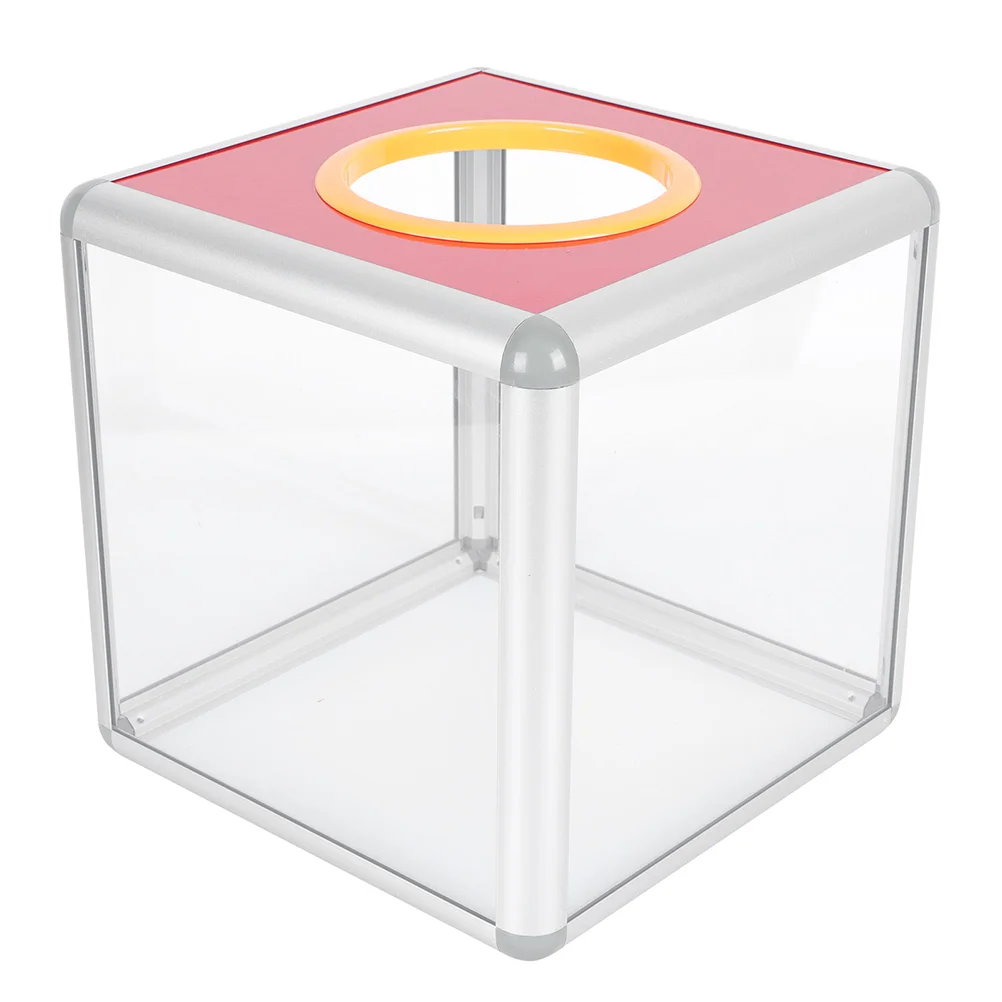 

Metal Complaint Box Metal Comment Box Raffles Box with Slot Transparent Lottery Container Clear Lottery Box