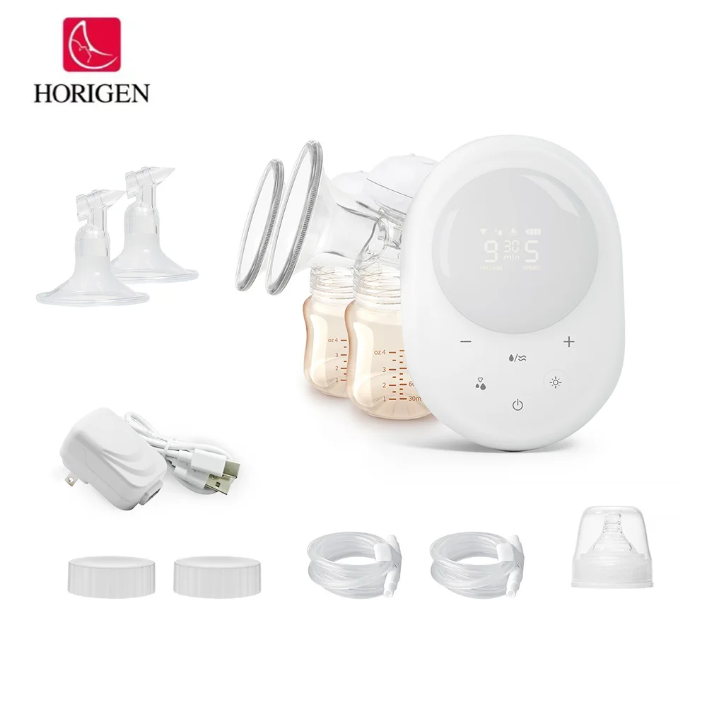 Portable Electric Double Breast Pump Silent Wearable Hands-Free  LED Screen 3 Modes 9 Suction Level BPA free 120ML BottleX2