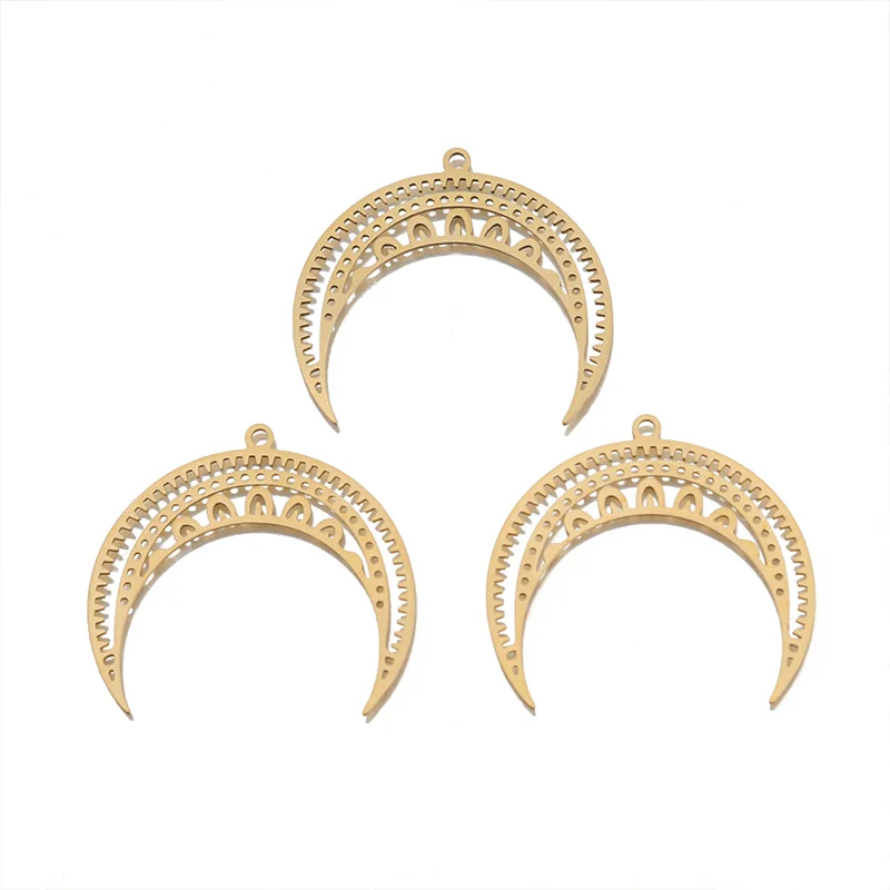 

4pcs/lot Brass Hollow Moon Crescent Charm Connector For DIY Earrings Necklace Jewelry Making Accessories