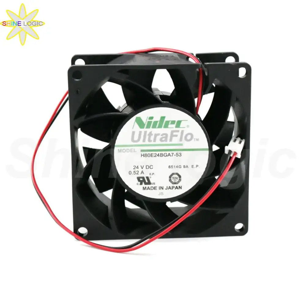 

1Pcs Brand New Nidec UltraFlo H80E24BGA7-53 DC 24V 0.52A 8038 80*80*38MM 2Pin Inverter Cooling Fan Industrial accessories