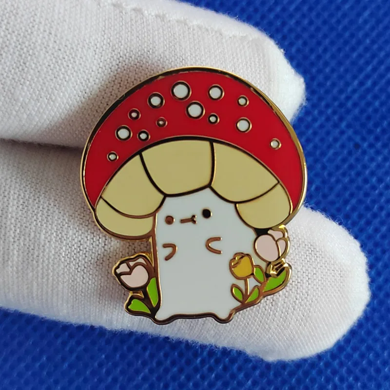 

Cartoon Flower Mushroom Badge Pin Custom Plant Brooch Bag Clothes Lapel Pin Brooch Cartoon Jewelry Gift for Kids Friends