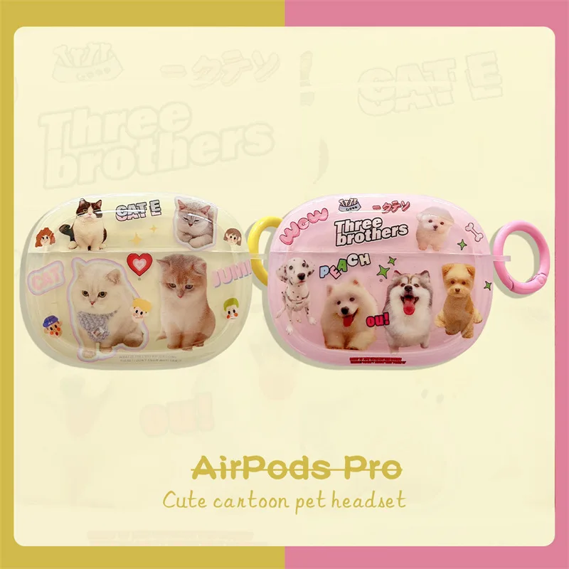 

Simple and Cute Cat and Dog Case for AirPods Pro2 Cover for Airpod Pro 1 2 3 Bluetooth Earbuds Protective Earphone Case Cover