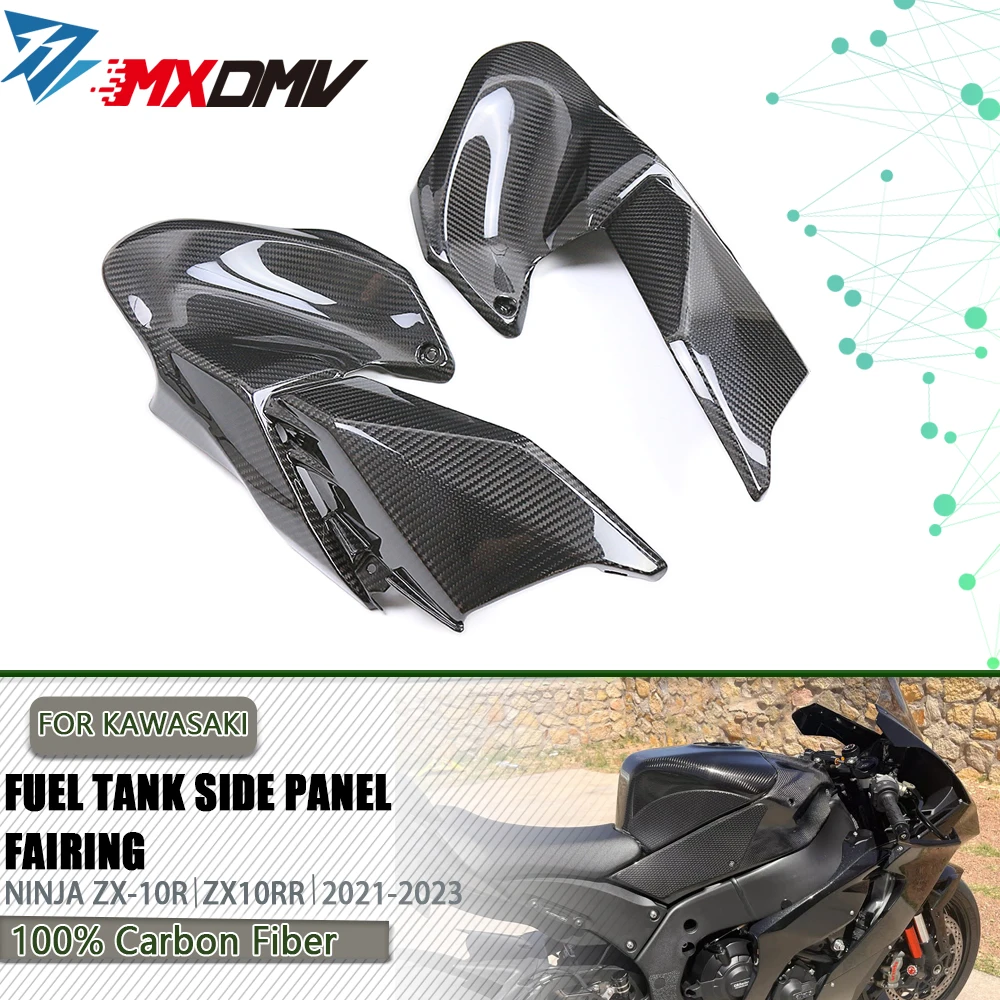 

3k Carbor Fiber Fuel Tank Front Side Panel Trim Cover Fairing Cowl Motorcycle Fit For KAWASAKI Ninja ZX10R ZX 10R 2021-2023