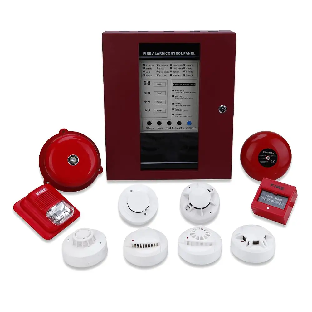 

Red Color Intelligent Main Fire Alarm Control Panel Fire Detection 4 Zone 8 Zones or 16 Zones Optional