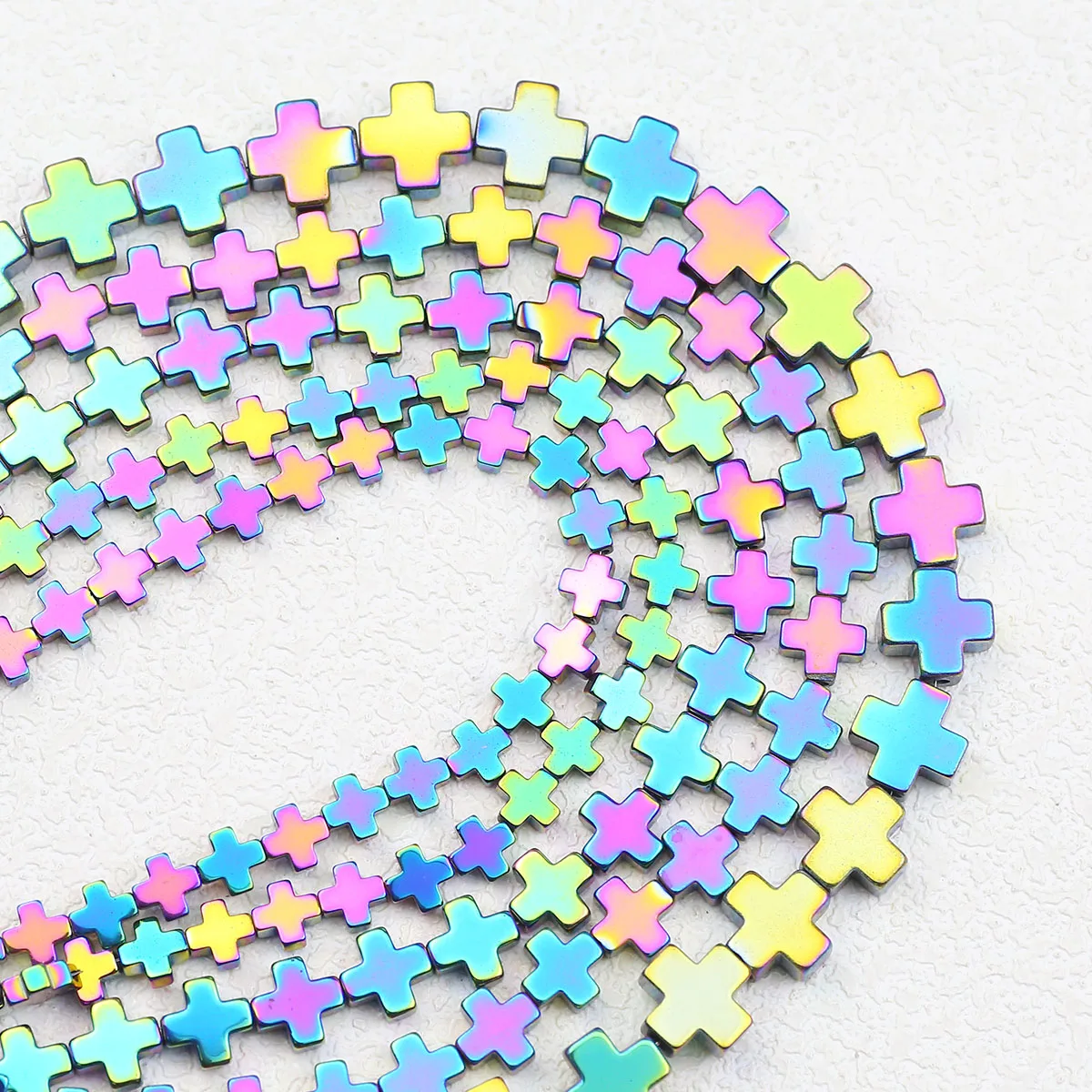 6/8/10 мм разноцветный крест форма гематит камень спейсер свободные бусины для