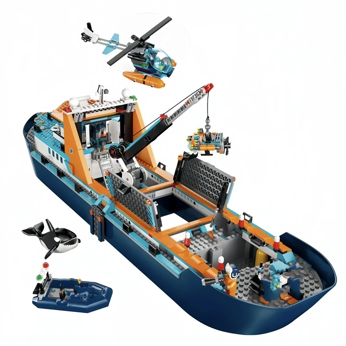 

Deep Sea Exploration Vessel Marine Research 60368 60266 Urban Ocean Reconnaissance Ship Building Block Bricks Toys For Kids Gift