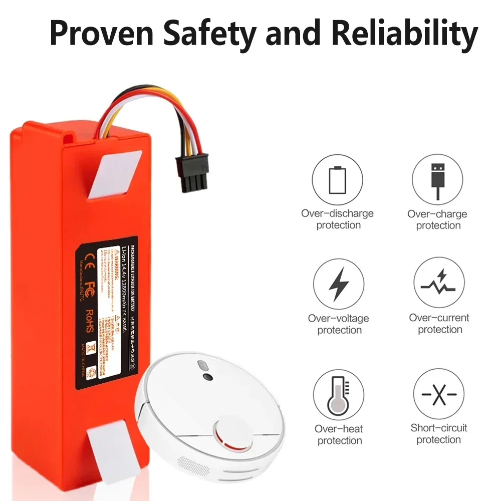 Фото XM-S50 14,4 V 12800mAh Xiaomi Роботизированный вакуумный сменный аккумулятор 18650 батарея для Xiaomi Roborock S55 S60 S65 S50 S51 S5 MAX S6 №2