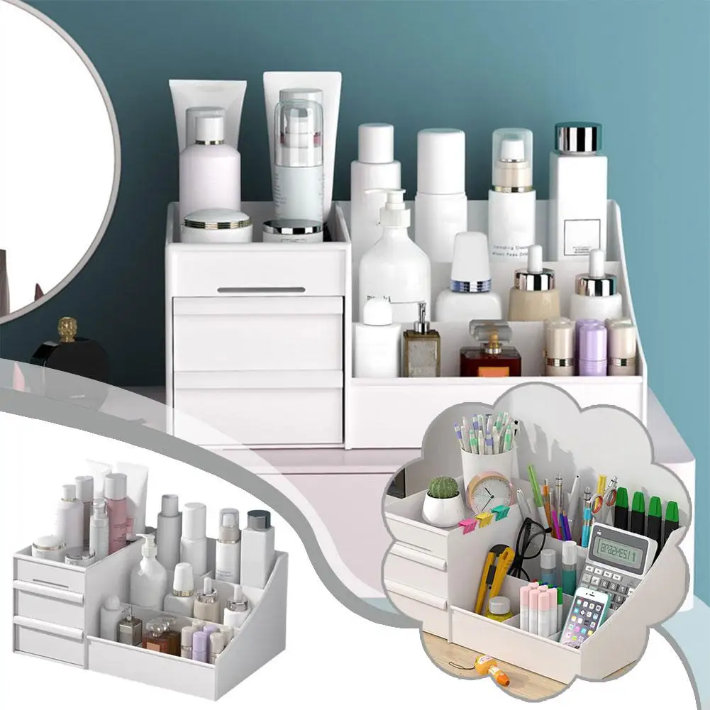 Ящик для хранения косметики пластиковый настольный органайзер дома подарок на