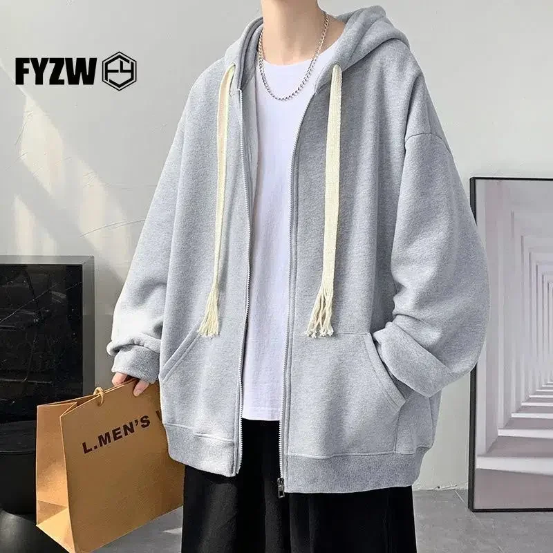 Мужская однотонная толстовка с капюшоном в гонконгском стиле