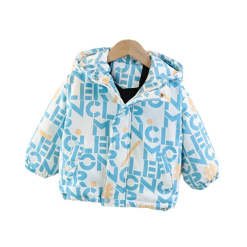 

New Winter Fashion Infant Coat Baby Girl Clothes Children Boys Letter Thick Hooded Jacket Toddler Casual Costume Kids Sportswear
