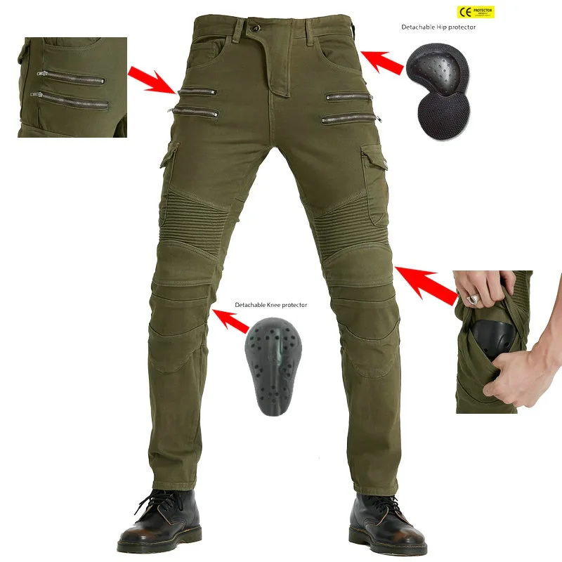 Moto Protective Riding Motorcycle Parts For Women Men Man Jeans Pants Camouflage Trousers Tooling Locomotive Pants High Qualit enlarge