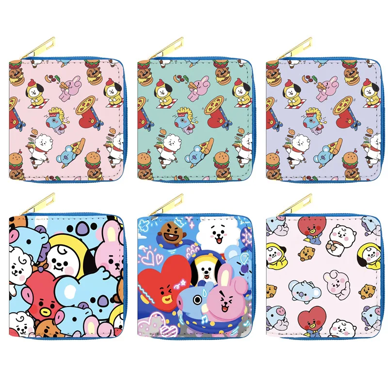 

Kawaii BT21 Anime Hobby Tata Rj Chimmy Cooky Shooky Mang Koya женский длинный кошелек в Корейском стиле из искусственной кожи кошелек сумка для паспорта