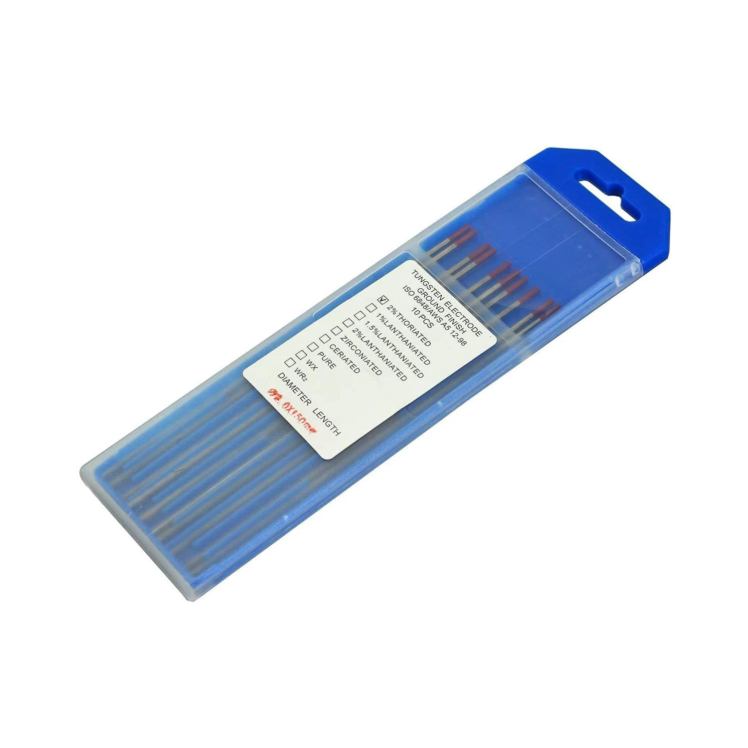 2% вольфрамовый электрод для сварки TIG WT20 красные стержни Tig 5/64 &quotx6&quot (2 0 мм x 150 мм)