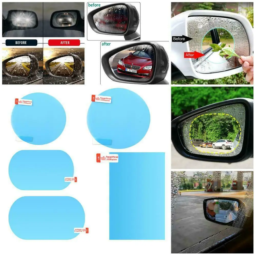 

2 Pcs Car Sticker Rainproof Film For Car Rearview Mirror Car Rearview Mirror Rain Film Clear Sight In Rainy Days Car Film