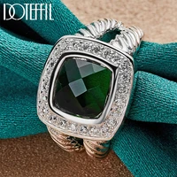 doteffil 925 sterling silver green aaaaa zircon ring for woman man wedding engagement party fashion charm jewelry