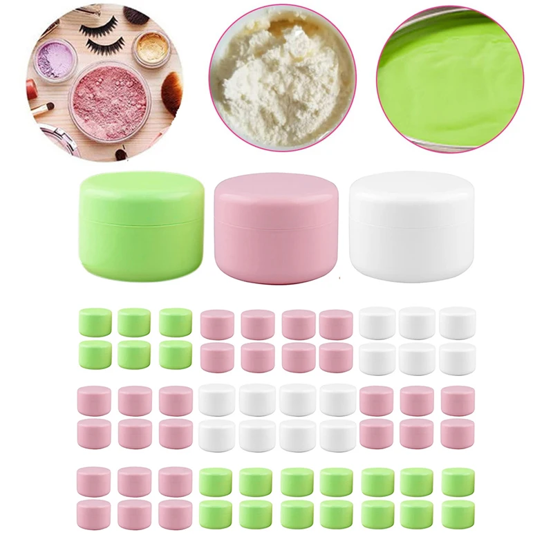 100Pcs 10g-100g Plastic Empty Face Cream Jars Refillable Makeup Storage Containers for Ointments Lotion Cosmetic Body Butter