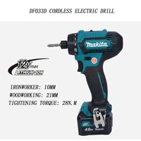 df033dz electric screwdriver cordless drill screwdriver metal shingle rechargeable drill 12v power tool set with 2 batteries