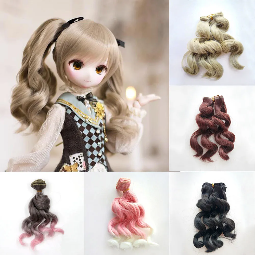 

BJD Doll Wigs 15*100CM Curly Hair Extensions for All Dolls DIY Hair Wigs Heat Fiber Hair Wefts SD Doll Accessories