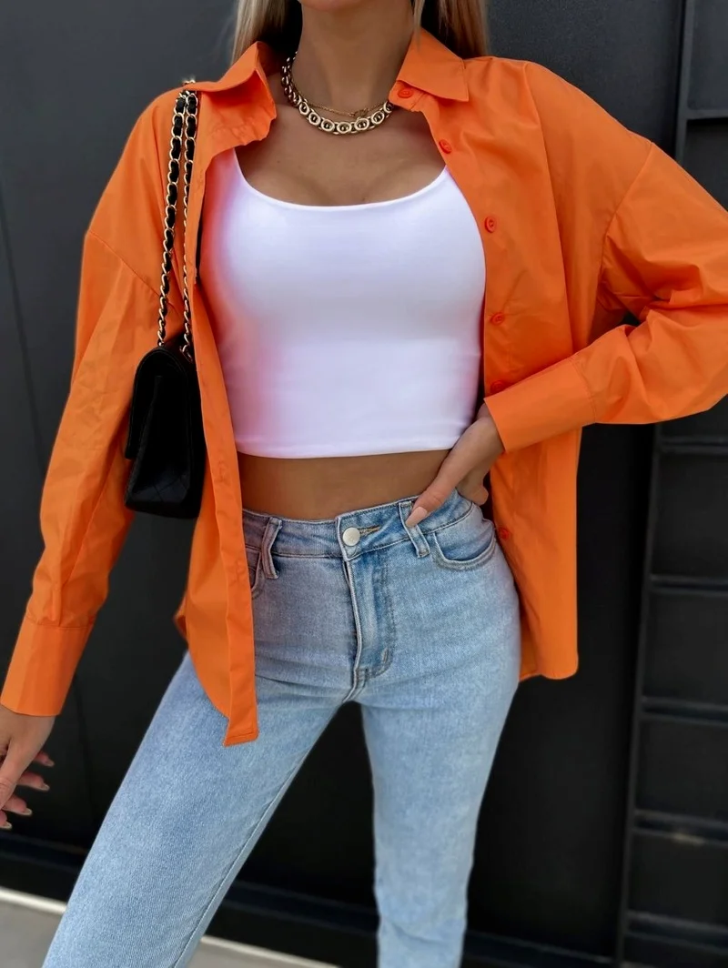 

2023 Summer Blouse Autumn Loose Long Sleeve Cotton Button Shirt Women Fashion Lady Tops Solid Casual Office Blouses Women 21147