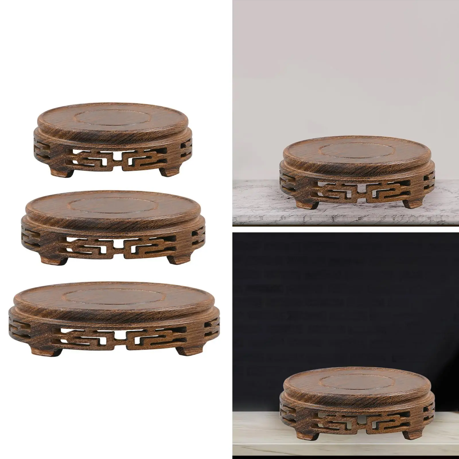 Круглая подставка для орнаментов деревянная цветов ретро-дизайн декоративная