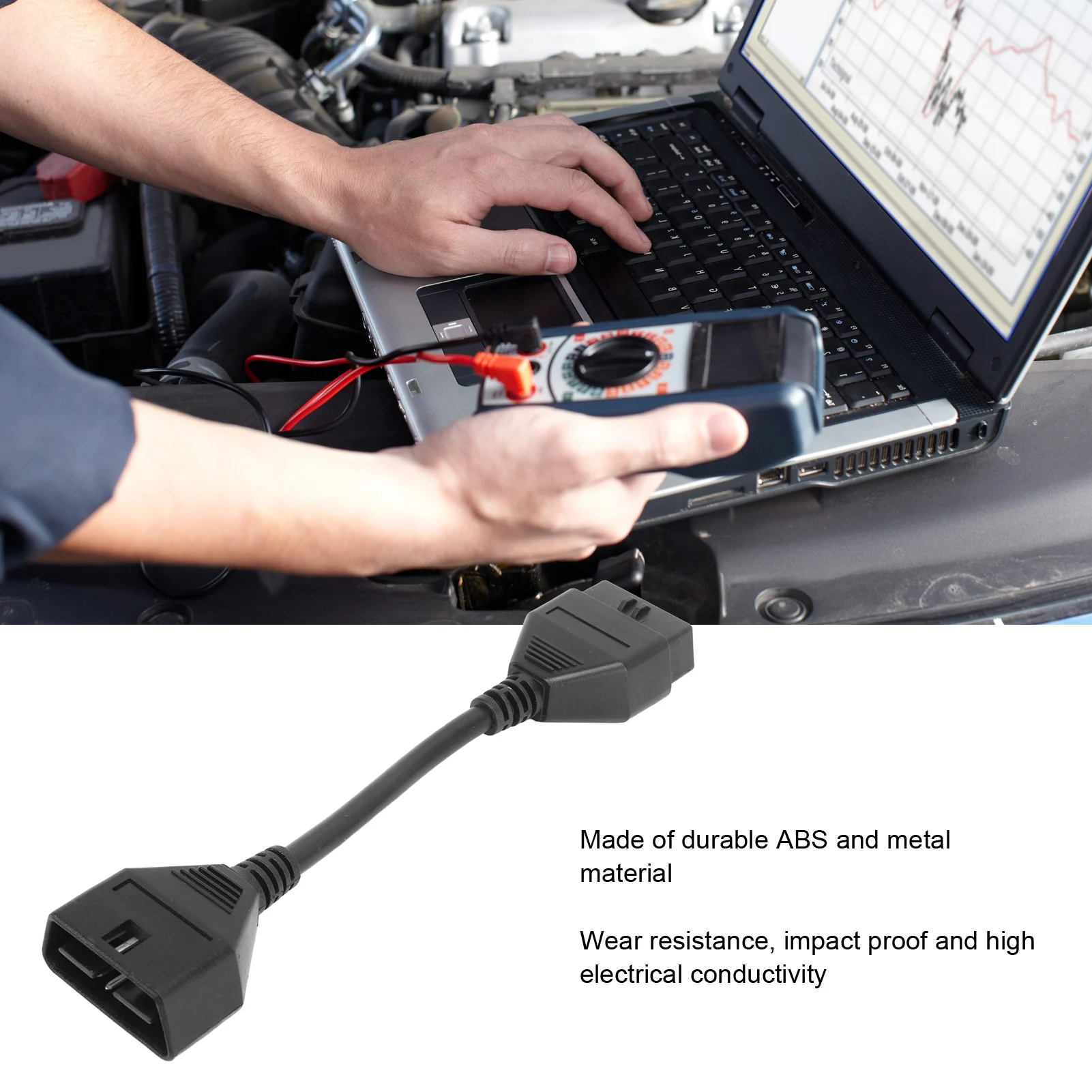 

18cm 16pin Diagnostic Extension Cord Male To Female OBDII Scanner Extension Adapter Connector Cable