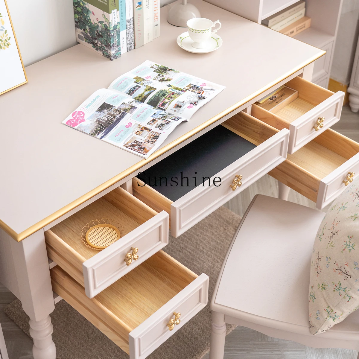 Современный простой письменный стол из цельного дерева компьютерный