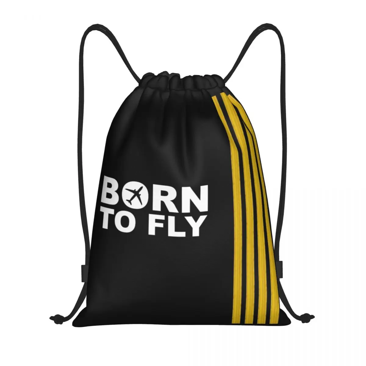 

Born To Fly Captain Stripes Flight Pilot Drawstring Bag Training Yoga Backpacks Aviation Aviator Airplane Sports Gym Sackpack