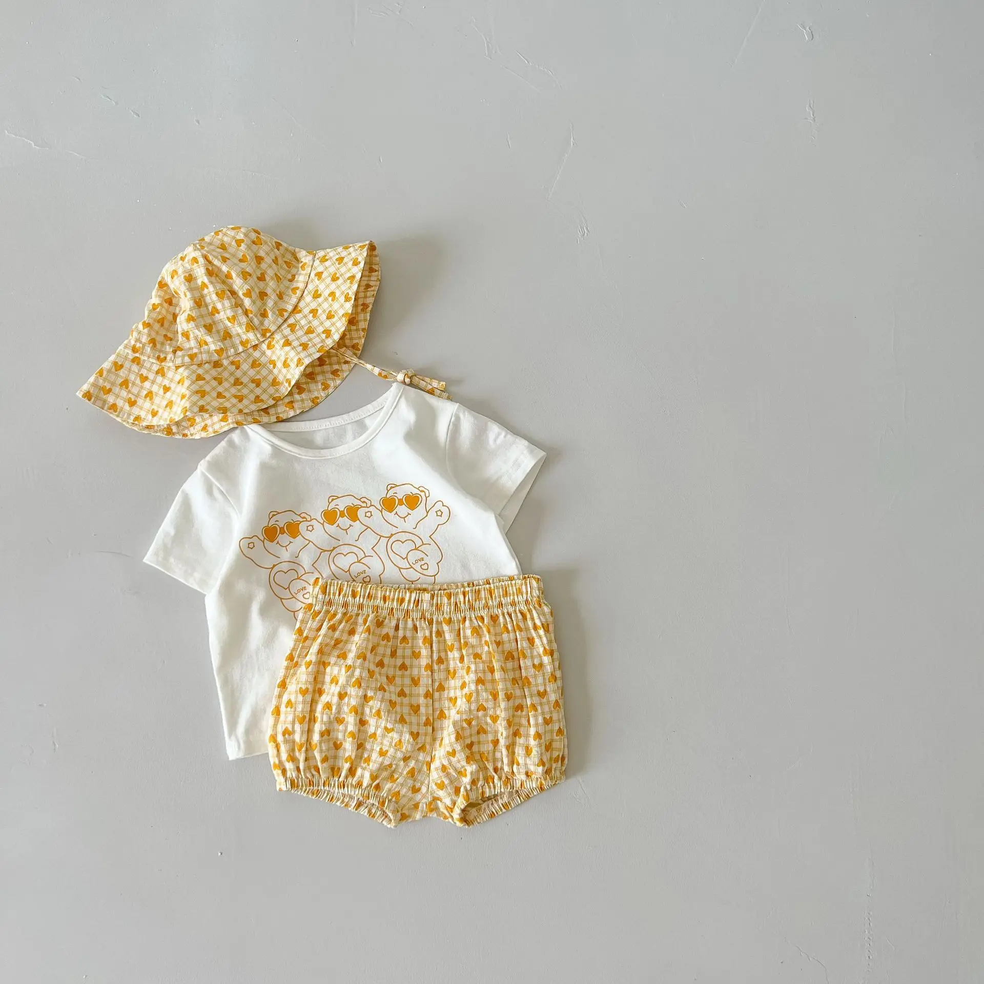 Летний детский хлопковый костюм новый для мальчиков и девочек футболка с