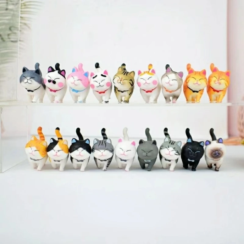 

9PCs/Set Cute Cat Ornaments Kawaii Bell Kitten Fairy Garden Figurines Accessories Home Decoration Desktop Model Birthday Gifts