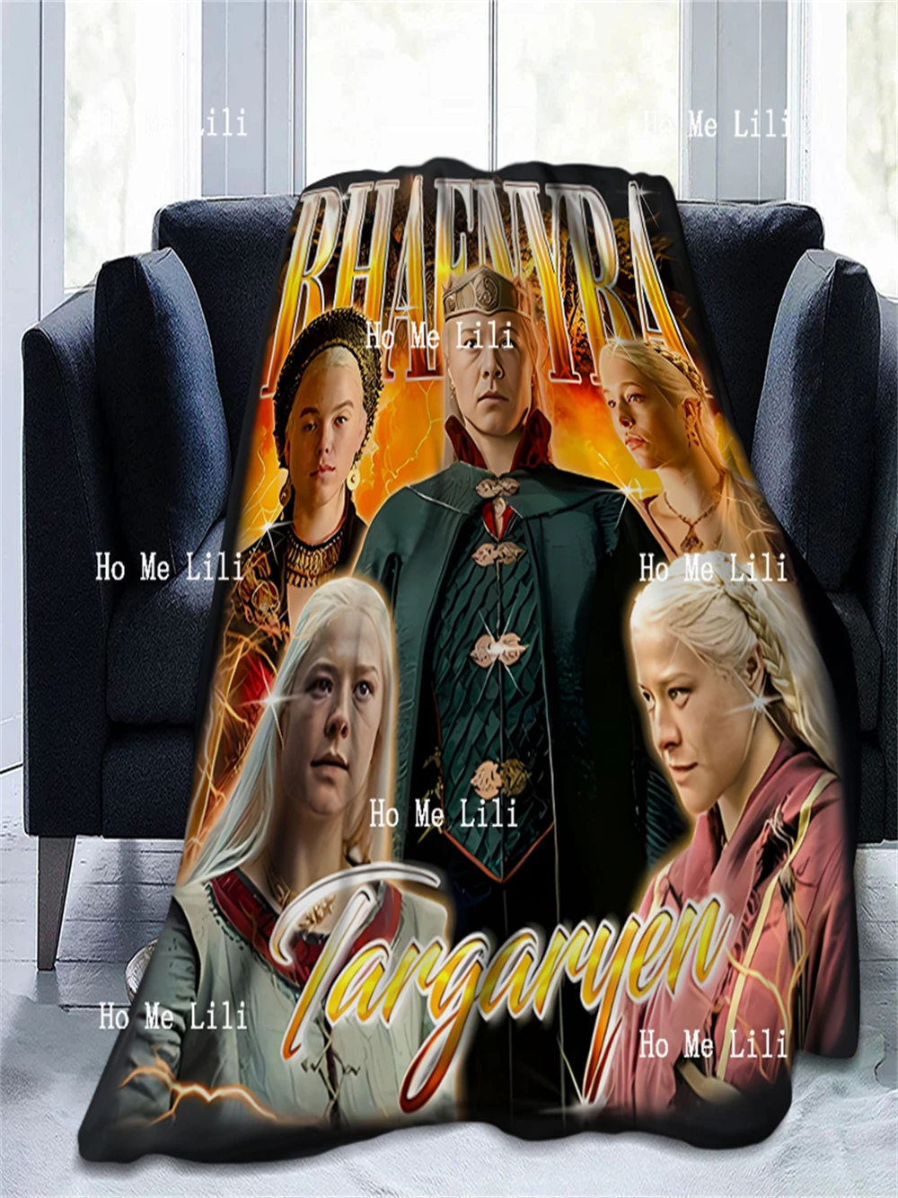 Фланелевое одеяло в стиле ретро 90-х годов Rhaenyra Targaryen с персонажем телешоу