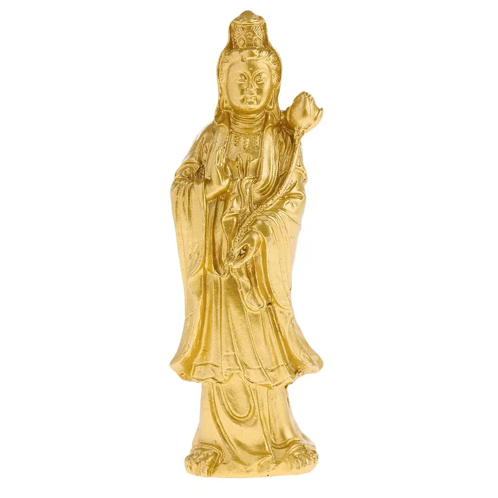 

Gold Kuan Yin Buddha Figure Statue Fengshui Decoration for Apartment Garden