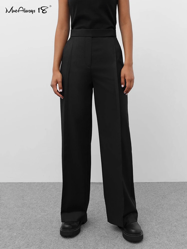

Классические однотонные черные брюки Mnealways18, женские брюки для работы в офисе, женские широкие брюки, Осень-зима 2022, женские свободные брюки