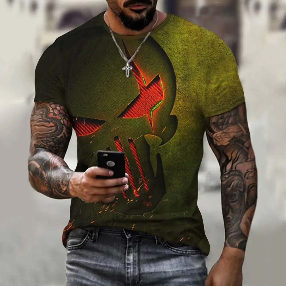 

2023 summer new product skull series 3d digital printing casual short-sleeved T-shirt ​