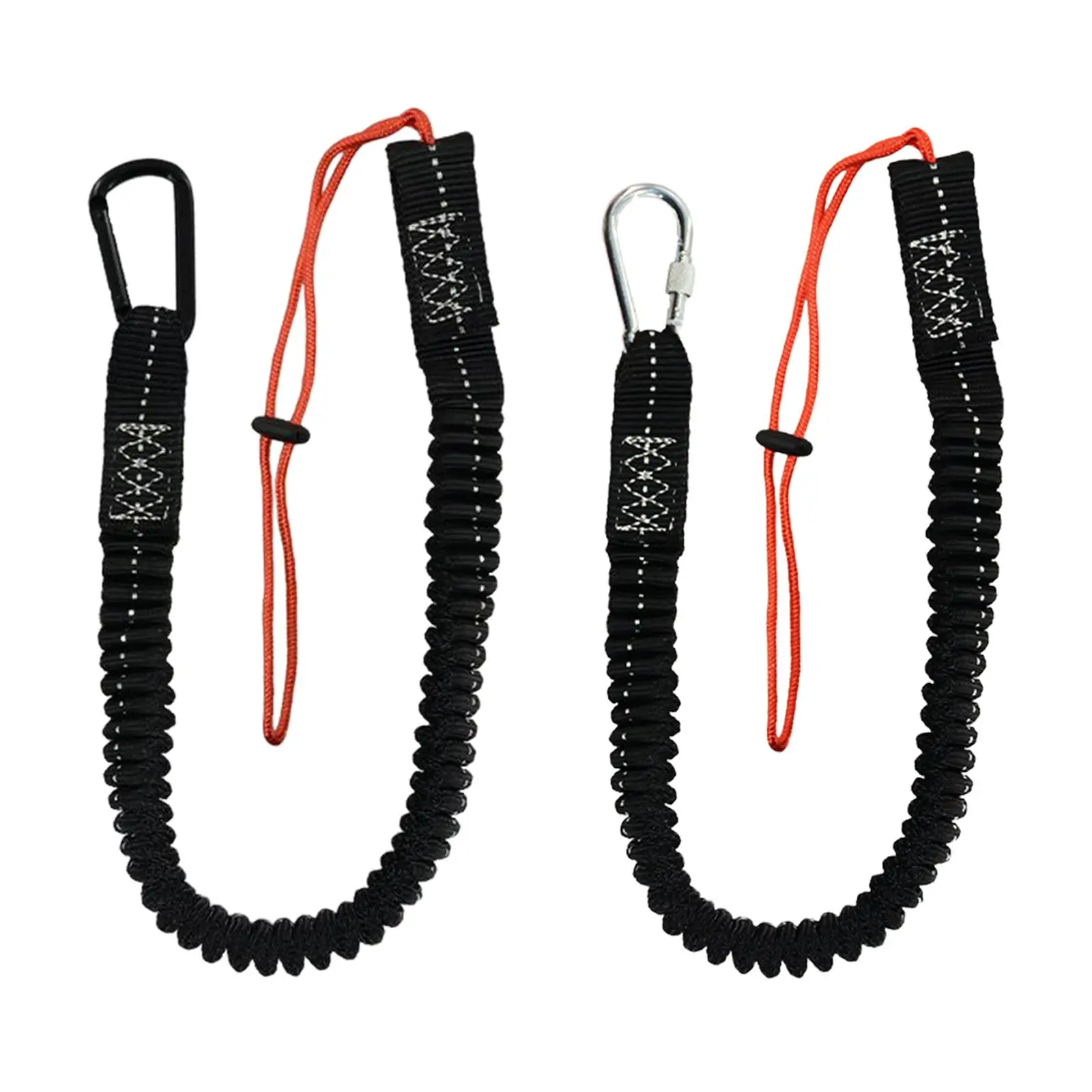 

Tool Lanyard Adjustable Loop End Elastic Rope Leash Self Locking Carabiner Clip Bungee Cord for Outdoor Climbing Mountaineering