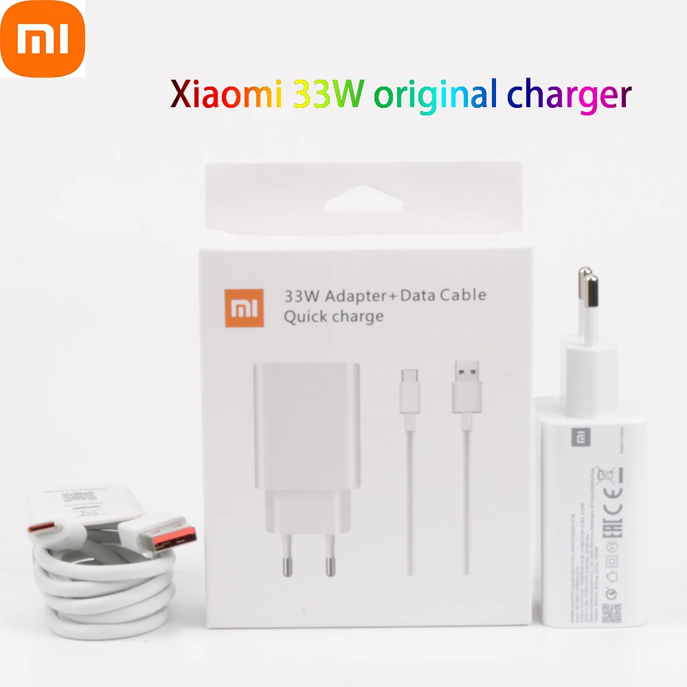 

33w charger xiaomi EU Turbo Charge Original type C cable For Xiaomi redmi note 9 pro POCO X3 nfc Mi 10 9 9t pro note 10 10X LITE