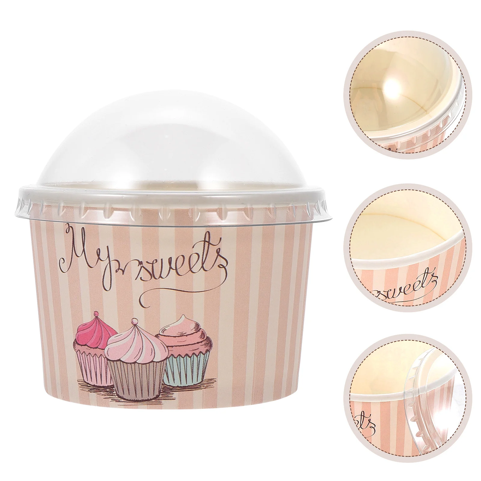 

50 Sets Containers Lids Party Ice Cream Cup Treat Paper Cup Sundae Bowl Dessert Pudding Cup Yogurt Cups Small Paper Cup