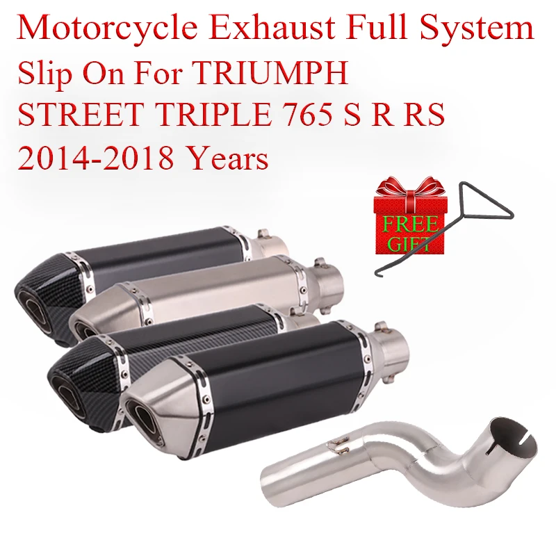 

Motorcycle Exhaust Full System Link Pipe For TRIUMPH STREET TRIPLE 765 S R RS 2017-2021 Modified Muffler Moto Escape