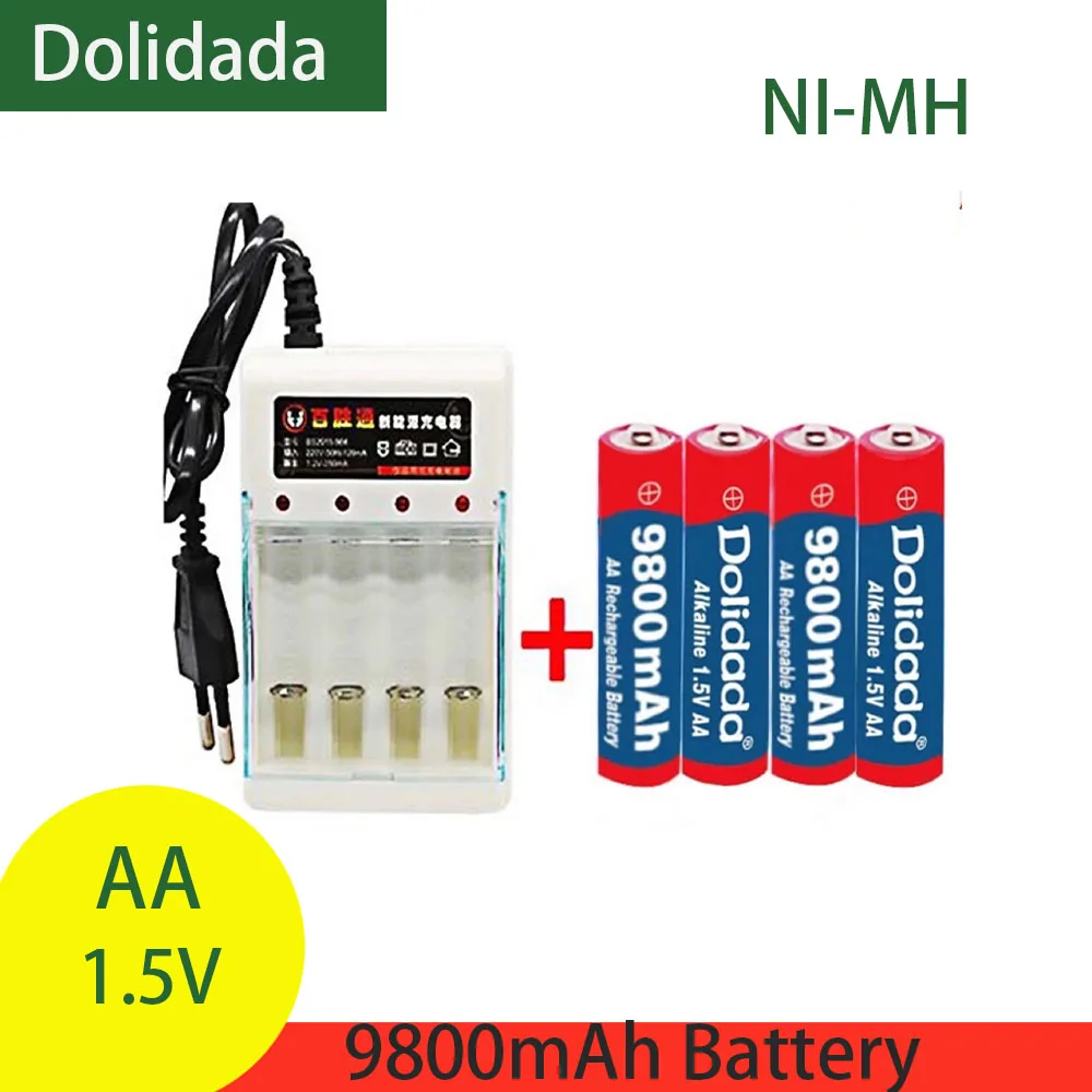 

Новинка 2022 перезаряжаемый аккумулятор AA 1,5 в Ni-MH 9800 мАч перезаряжаемый аккумулятор и 1 шт. 4-битный слот для карт аксессуары для зарядного уст...